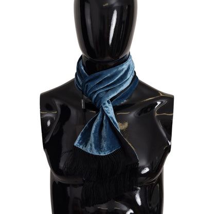 Dolce & Gabbana Blue Velvet Solid Neck Warmer Men's Shawl Scarf