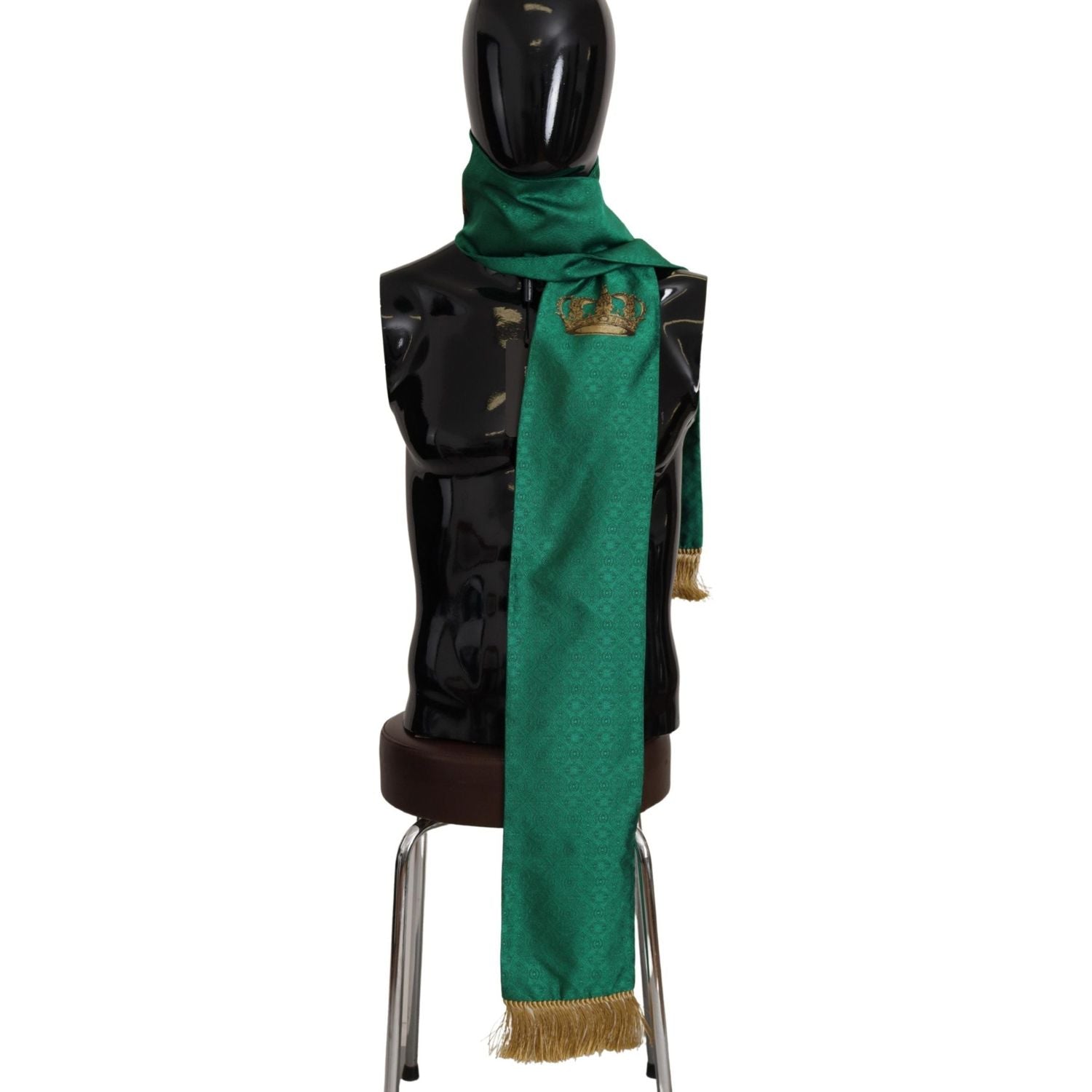 优雅绿色真丝混纺男士围巾