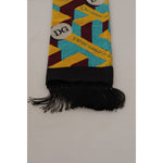 Dolce & Gabbana Multicolor DG Logo Print Shawl Wrap Fringe Scarf MS6225