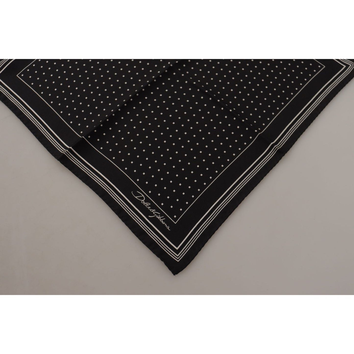 Dolce & Gabbana Black Polka Dots DG Logo Square Handkerchief