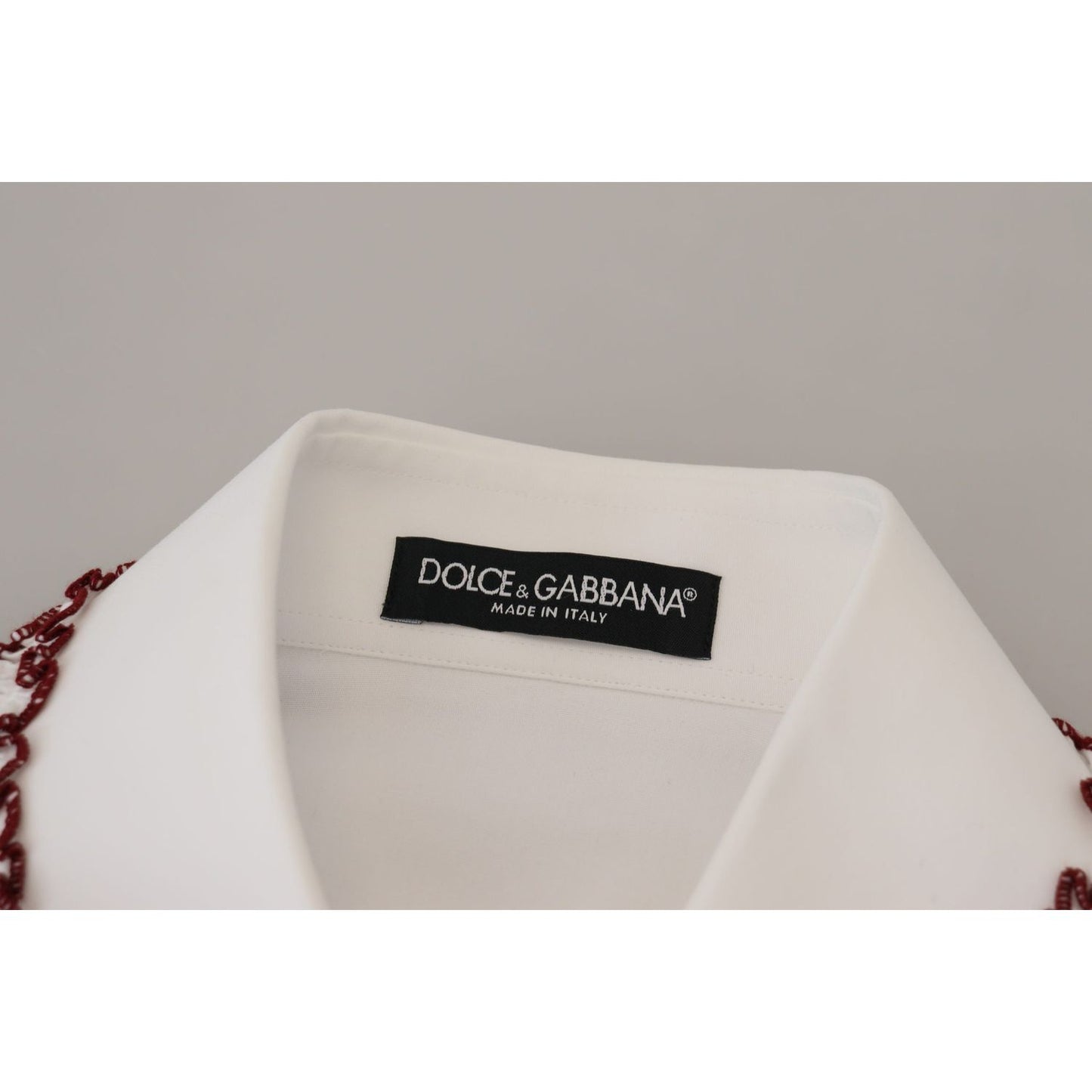 Dolce & Gabbana White Lace Long Sleeves Ruffle Collar Top