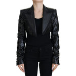 Dolce & Gabbana Black Long Sleeves Crop Blazer Cotton Jacket JKT3489 - 40