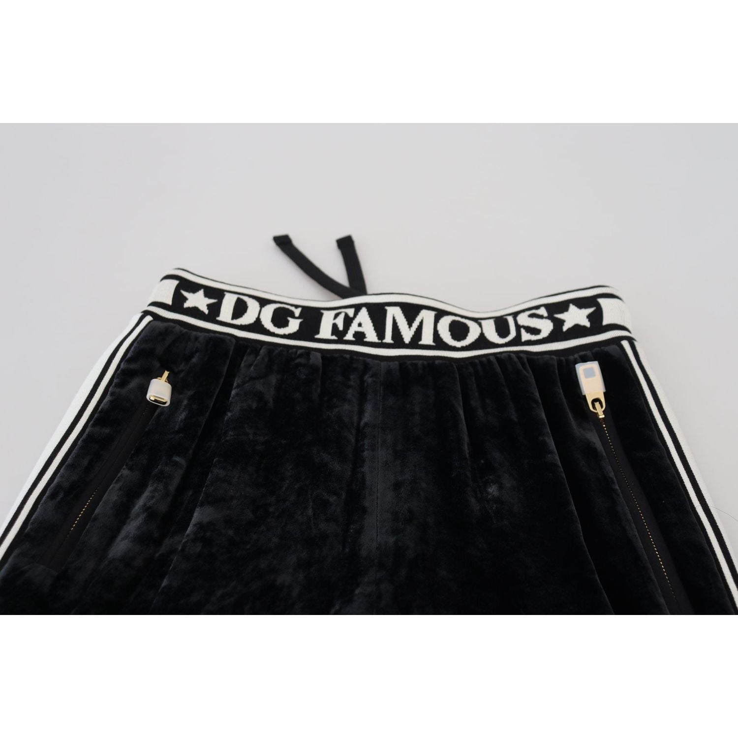 Dolce & Gabbana Black DG Logo Velvet Trouser Pants