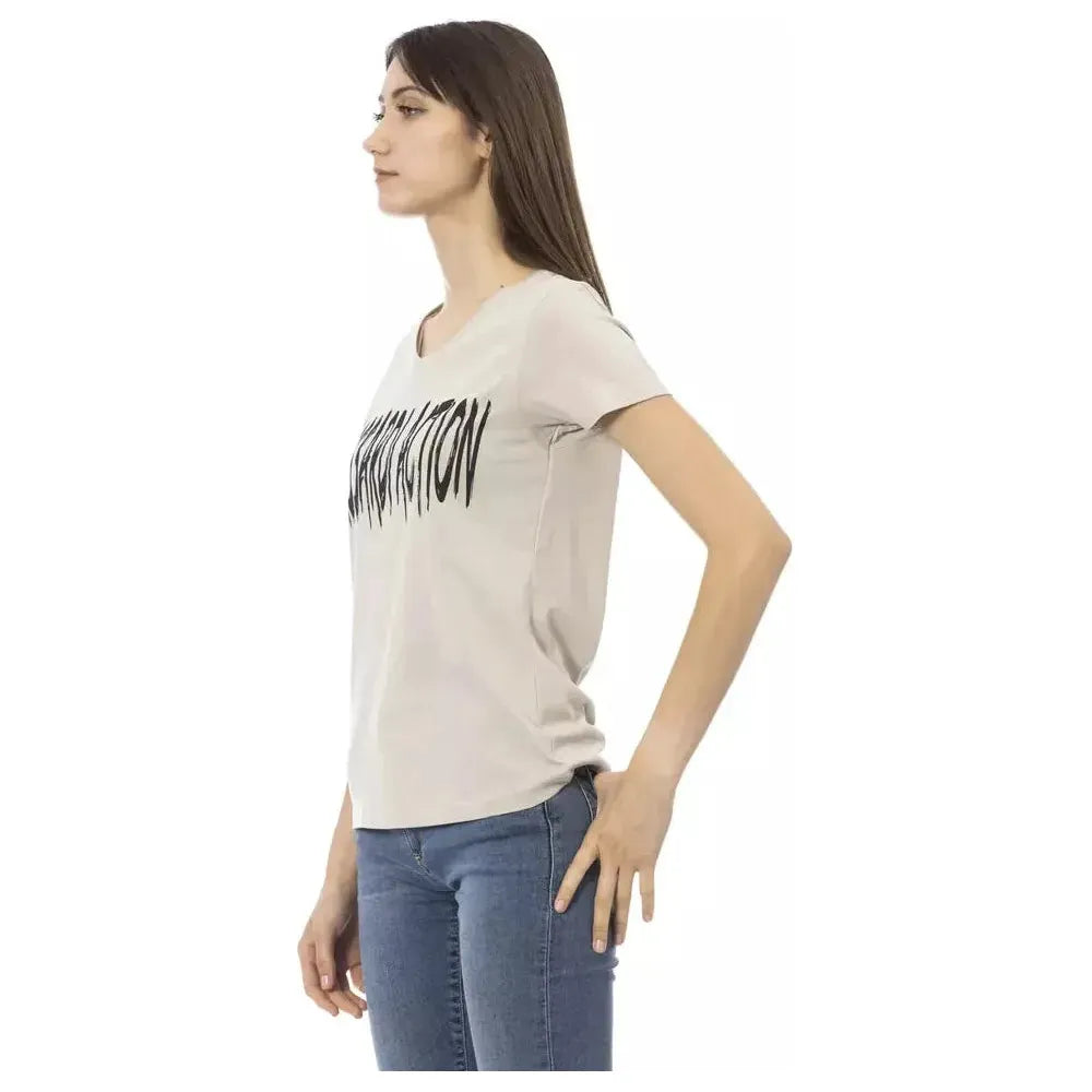 بلوزة نسائية من القطن باللون البيج من Trussardi Action