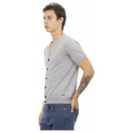 Baldinini Trend Gray Cotton Men Sweater Baldinini Trend Gray