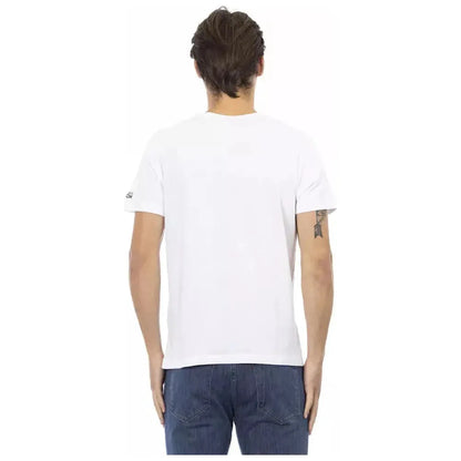 Trussardi Action White Cotton Men's V-Neck T-Shirt