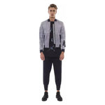 Nicolo Tonetto Gray Polyester Men's Bomber Jacket Coats & Jackets Nicolo Tonetto Dark Slate Gray