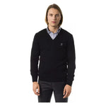 Uominitaliani Black Merino Wool Men Sweater Uominitaliani Black