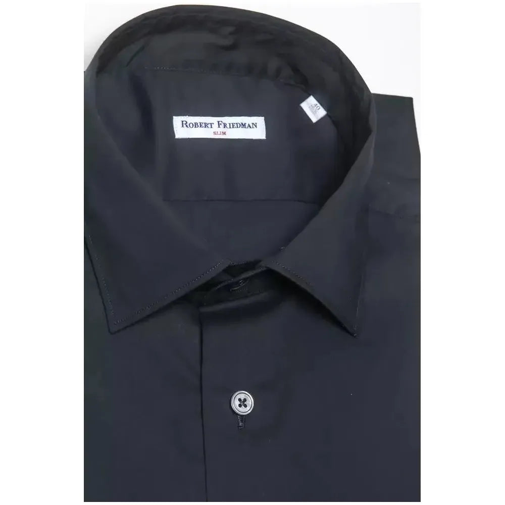 Robert Friedman Black Cotton Men Shirt