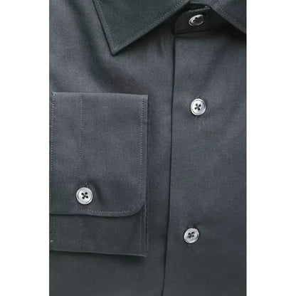 Robert Friedman Black Cotton Men's Slim Shirt