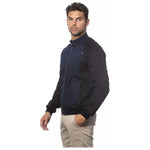 Verri Blue Cotton Men Bomber Jacket Coats & Jackets Verri Dark Slate Gray