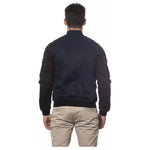 Verri Blue Cotton Men Bomber Jacket Coats & Jackets Verri Dark Slate Gray