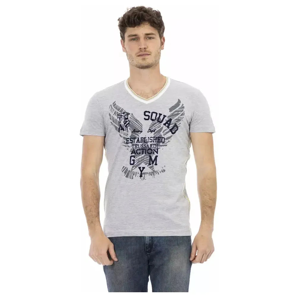 Trussardi Action Gray Cotton Men T-Shirt