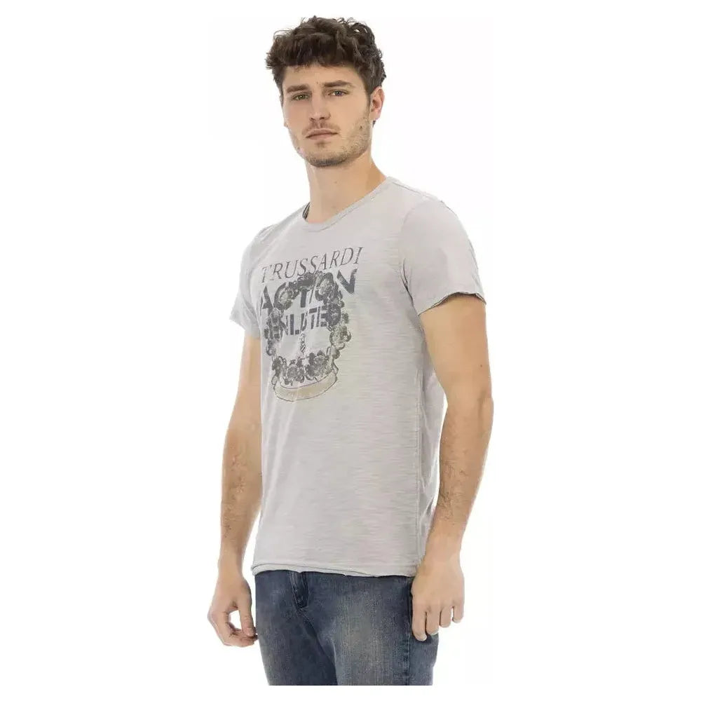 Trussardi Action Gray Cotton Men T-Shirt