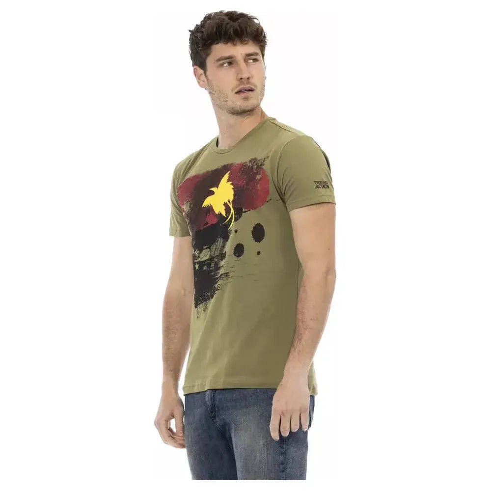Trussardi Action Green Cotton Men T-Shirt