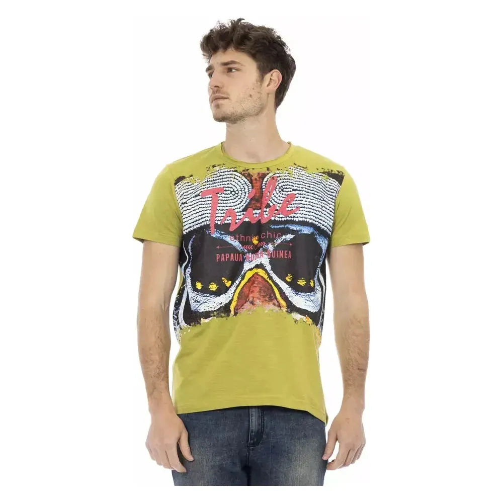 تي شيرت رجالي من القطن باللون الأخضر من Trussardi Action