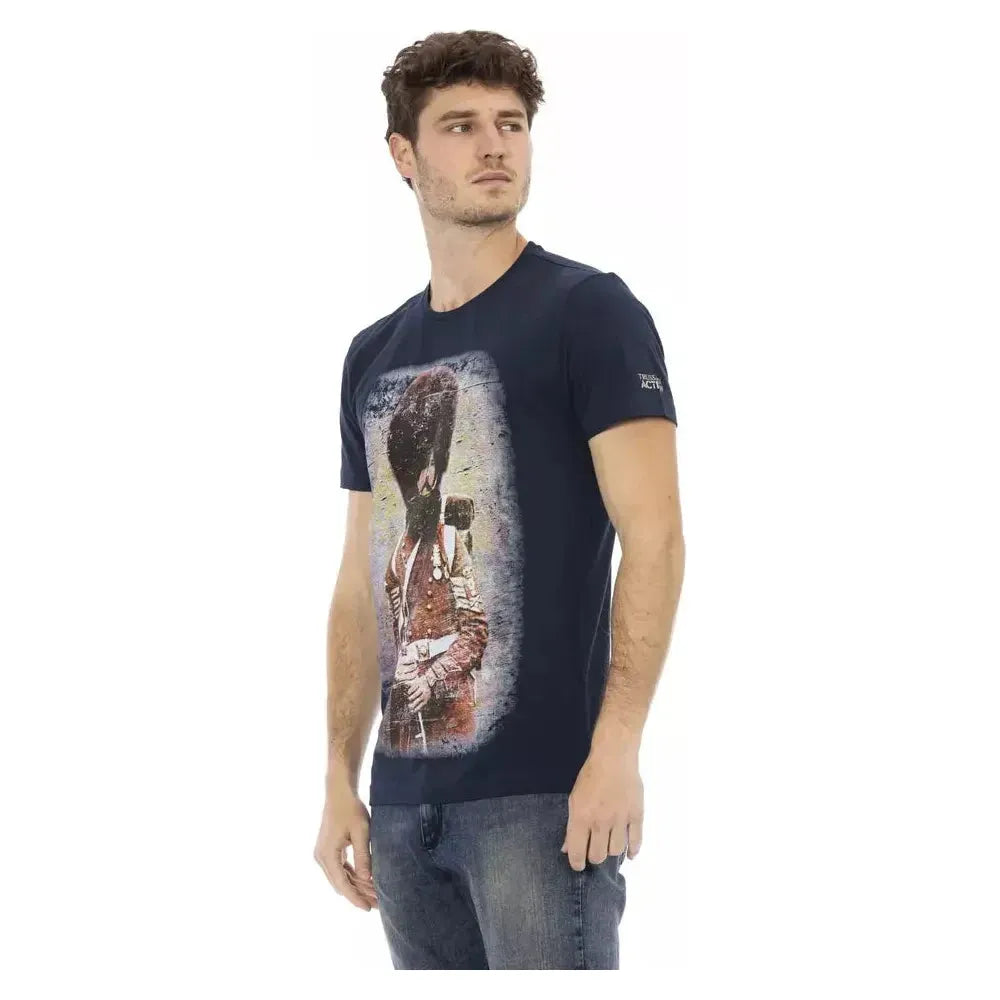 تي شيرت رجالي من القطن باللون الأزرق من Trussardi Action
