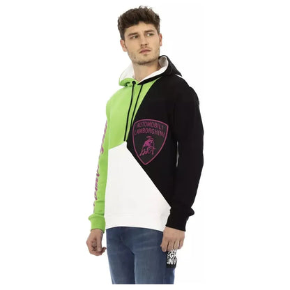 Automobili Lamborghini White Cotton Men's Hooded Sweater