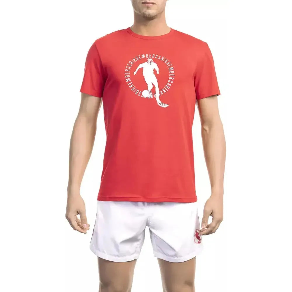 Bikkembergs Red Cotton Men T-Shirt BI-22056-XL