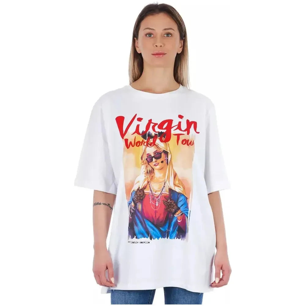 تي شيرت نسائي من القطن باللون الأبيض من فرانكي موريلو