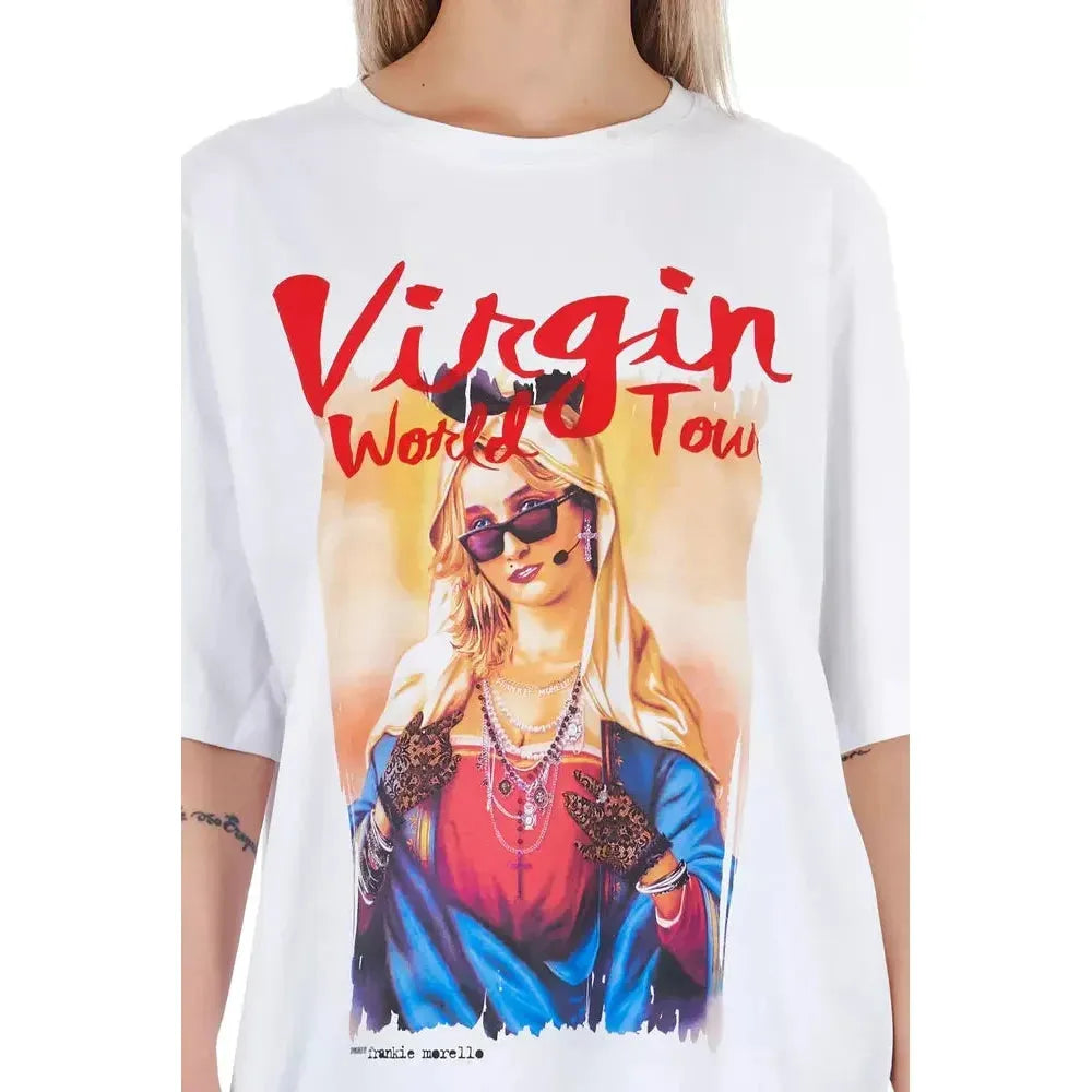 تي شيرت نسائي من القطن باللون الأبيض من فرانكي موريلو