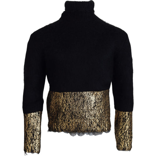 Dolce & Gabbana Black Gold Turtleneck Mohair Pullover Mens Sweater TSH83587- XS