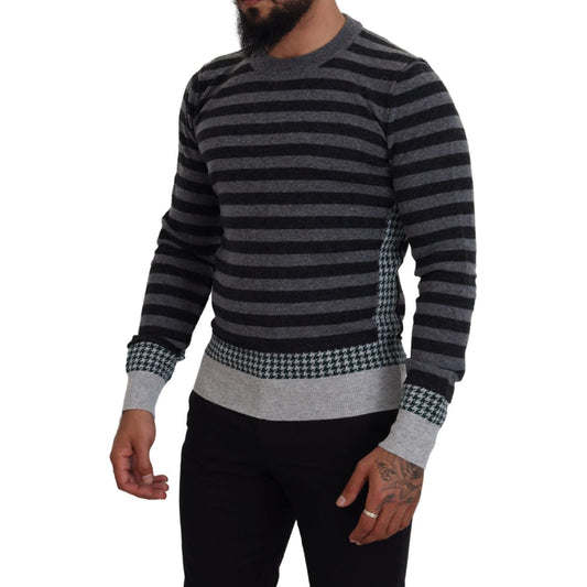 Dolce & Gabbana Black Gray Wool Logo Pullover Sweater TSH83624- 44