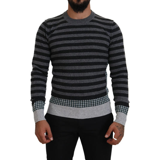 Dolce & Gabbana Black Gray Wool Logo Pullover Sweater TSH83624- 44