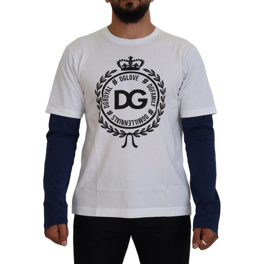 Dolce & Gabbana White Blue DG Crown Pullover Sweater TSH83633- 48