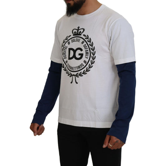 Dolce & Gabbana White Blue DG Crown Pullover Sweater TSH83633- 48