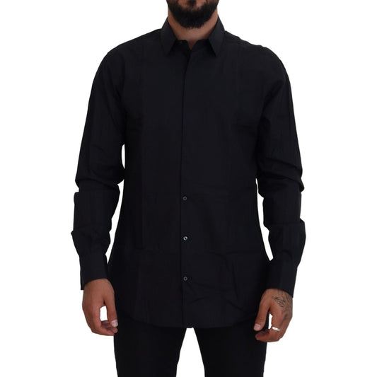 Dolce & Gabbana Black Gold Cotton Slim Fit Dress Mens Shirt TSH83637- 37