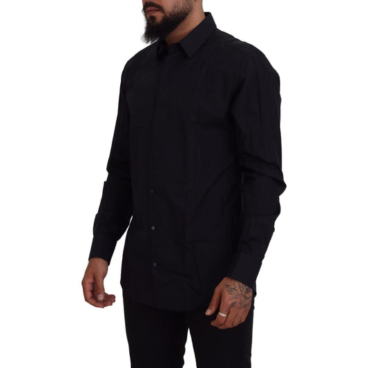Dolce & Gabbana Black Gold Cotton Slim Fit Dress Mens Shirt TSH83637- 37