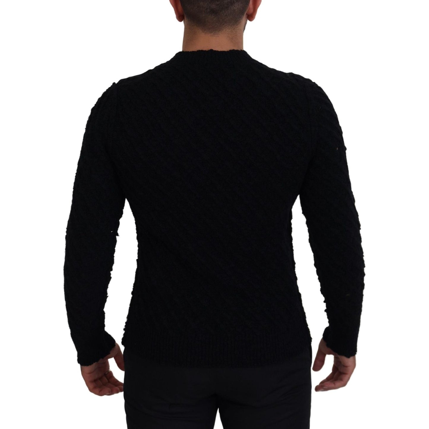 Dolce & Gabbana Black Wool V-neck Knitted Pullover Sweater TSH83648-44