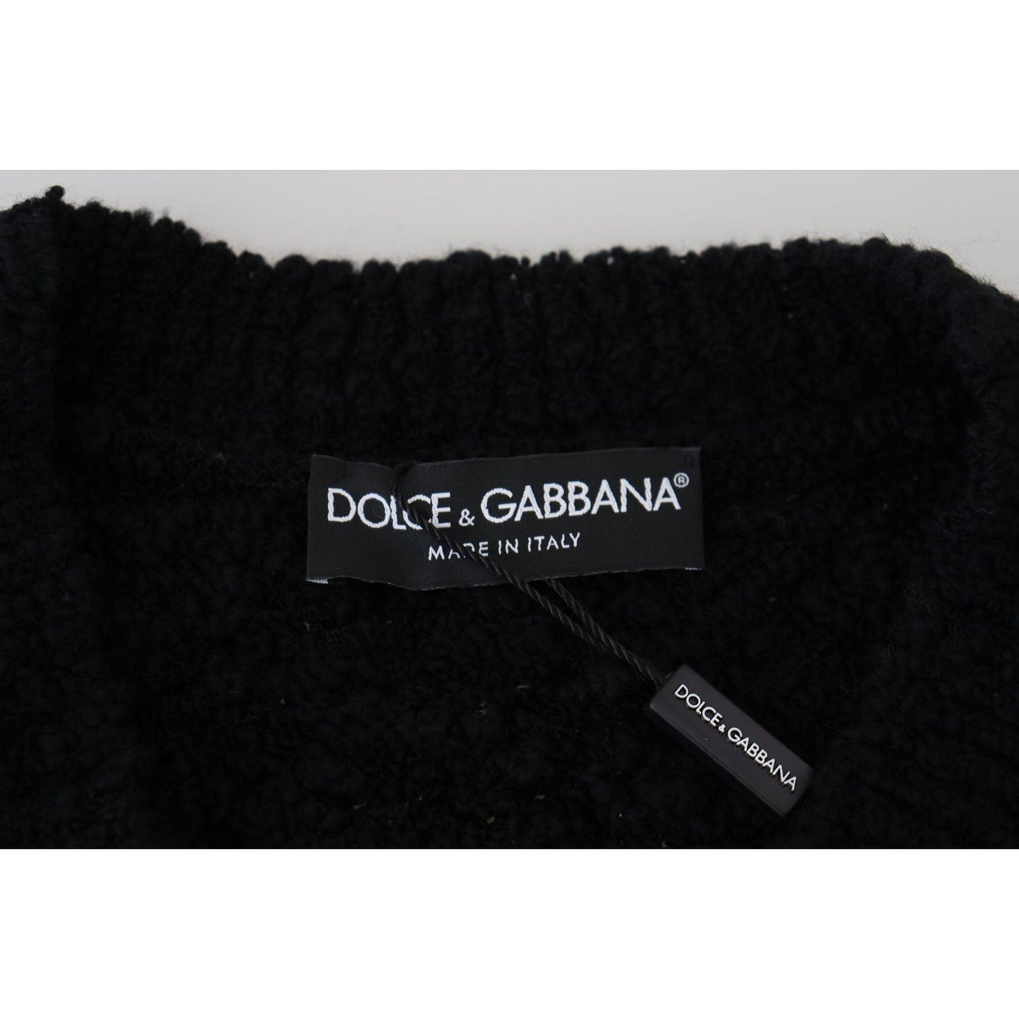 Dolce & Gabbana Black Wool V-neck Knitted Pullover Sweater TSH83648-44