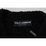 Dolce & Gabbana Black Wool V-neck Knitted Pullover Sweater TSH83648-44