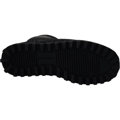 Dolce & Gabbana Black Boots Padded Mid Calf Winter Shoes