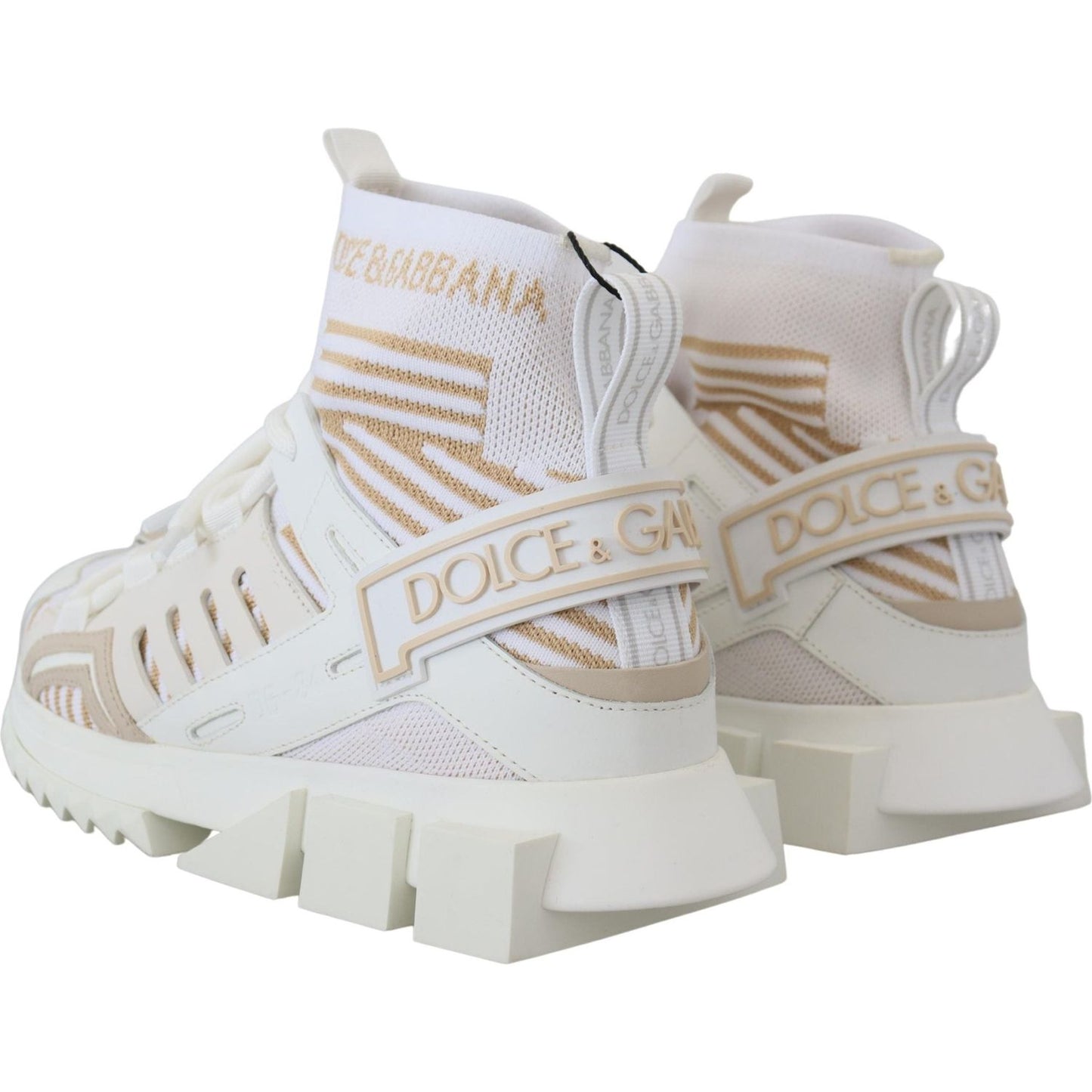 Dolce & Gabbana White Beige Sorrento Sneakers Shoes MV4838- 39