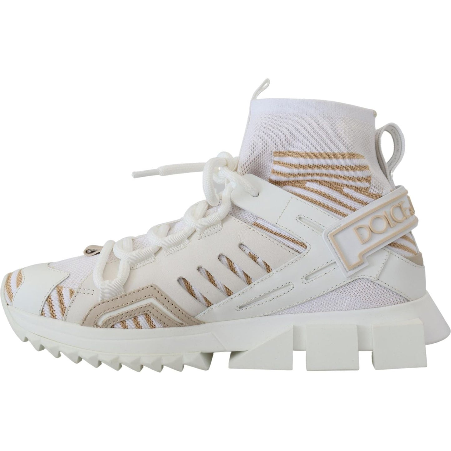 Dolce & Gabbana White Beige Sorrento Sneakers Shoes MV4838- 39