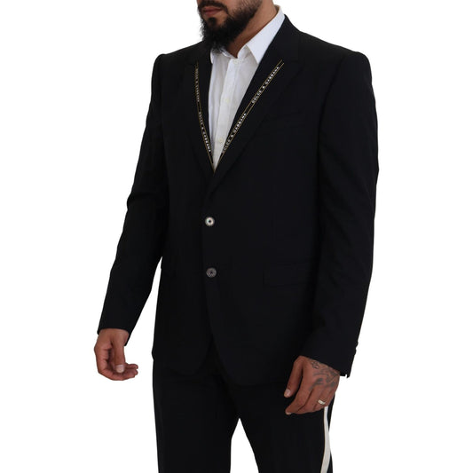Dolce & Gabbana Black Wool Stretch Slim Fit Jacket Blazer KOS2105- 52