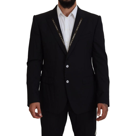 Dolce & Gabbana Black Wool Stretch Slim Fit Jacket Blazer KOS2105- 52