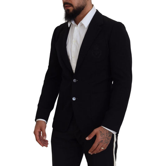 Dolce & Gabbana Black Wool Crown Slim Fit Jacket Blazer KOS2107- 44