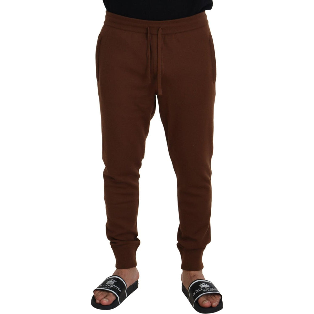 Dolce & Gabbana Brown Cashmere Men Drawstring Jogger Pants PAN73231 - 56