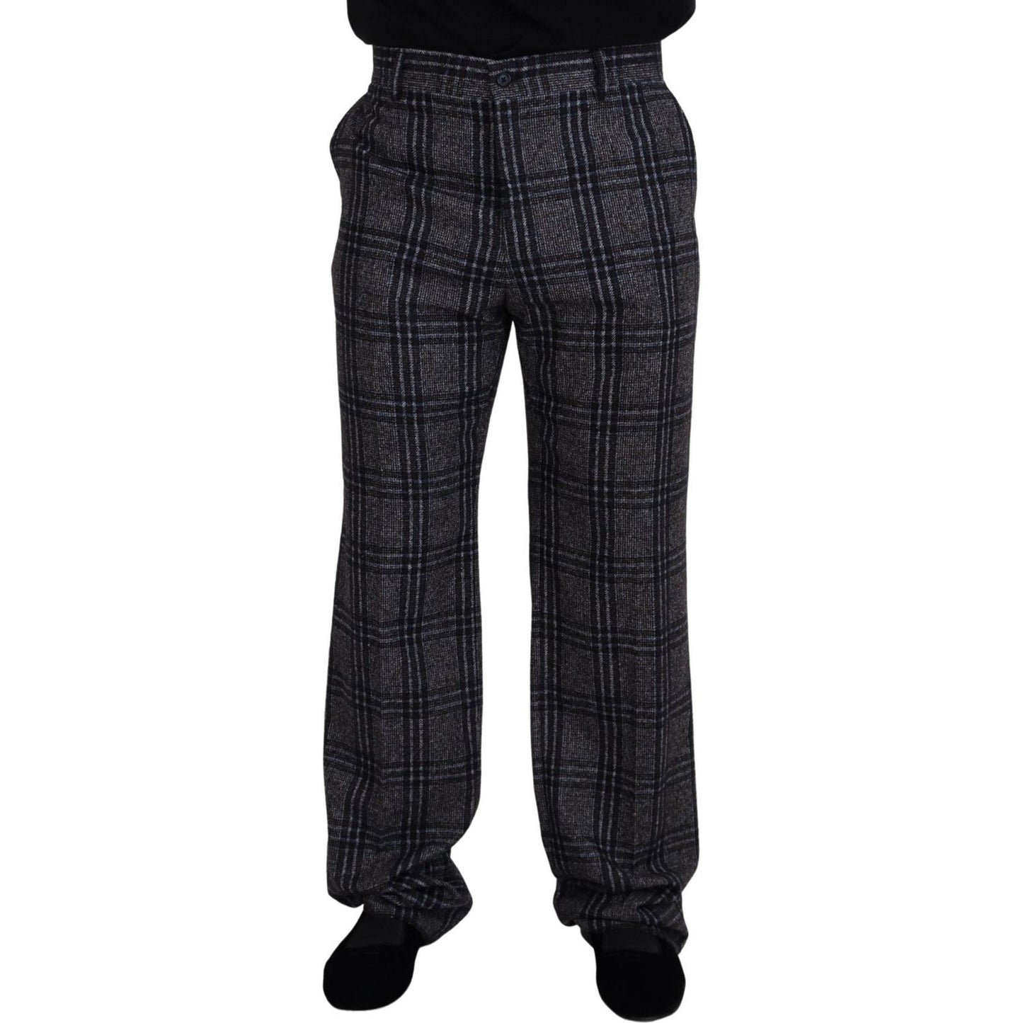 Dolce & Gabbana Gray Checkered Mid Waist Men Pants PAN73268 - 54