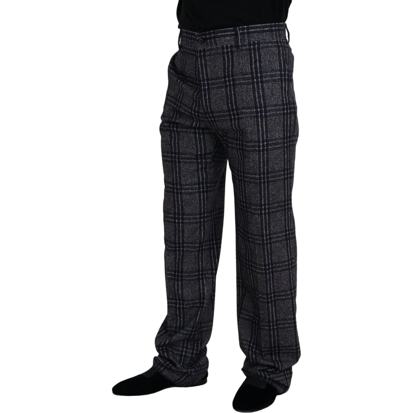 Dolce & Gabbana Gray Checkered Mid Waist Men Pants PAN73268 - 54