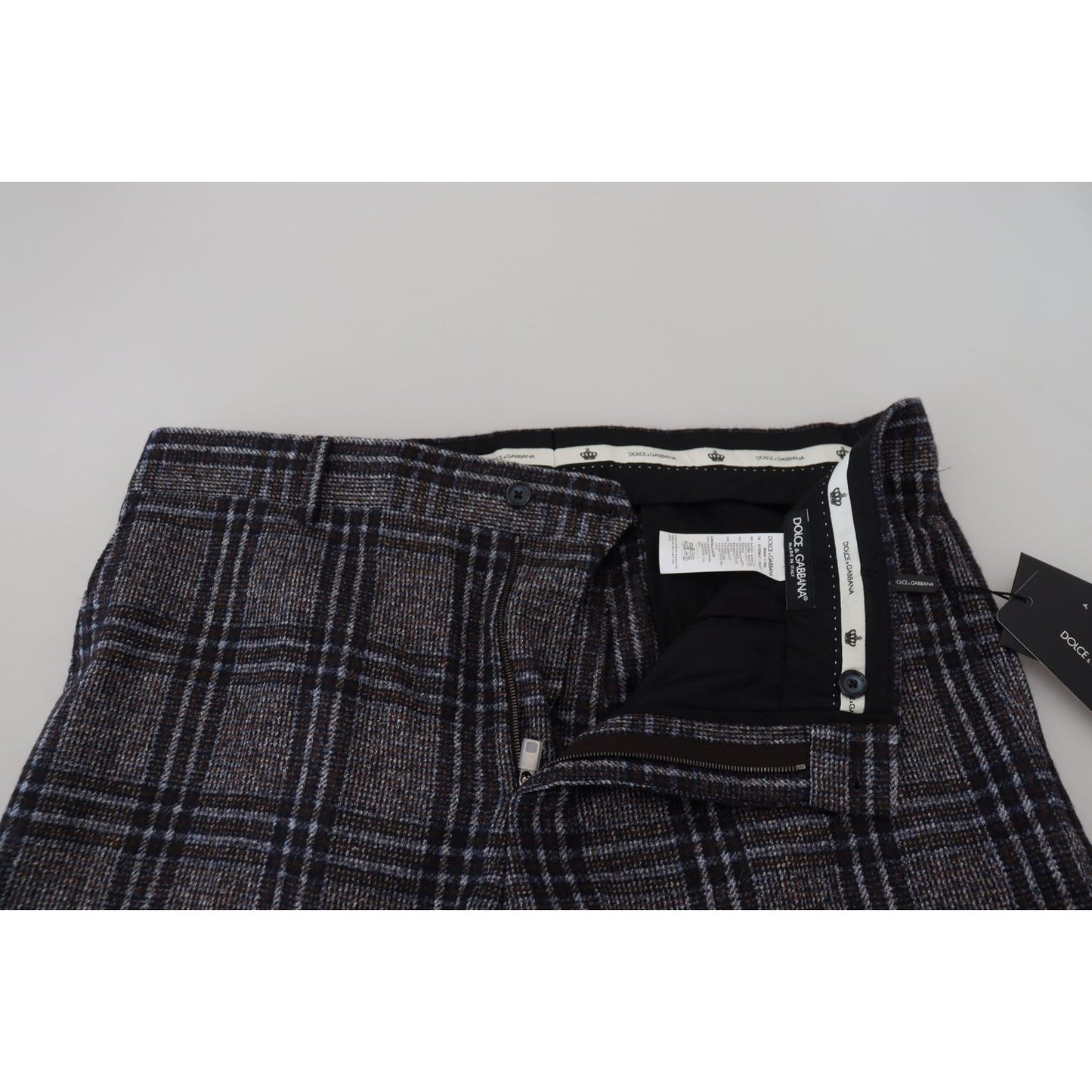 Dolce & Gabbana Gray Checkered Mid Waist Men Pants PAN73268 - 54