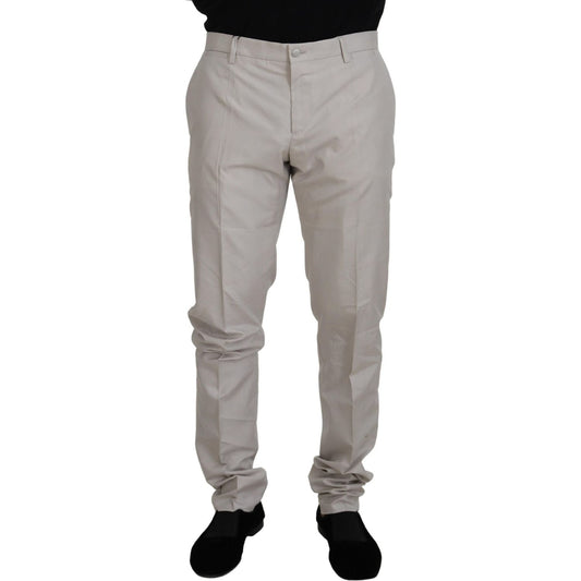 Dolce & Gabbana Off White Silk Mid Waist Chino Pants PAN73269 - 54