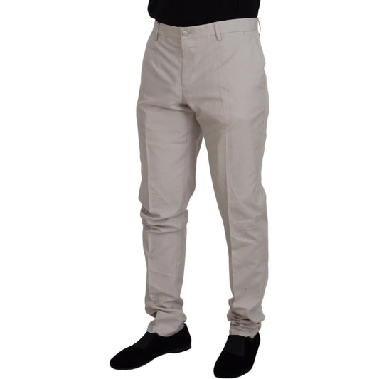 Dolce & Gabbana Off White Silk Mid Waist Chino Pants PAN73269 - 54