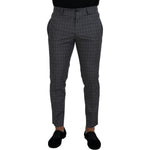 Dolce & Gabbana Elegant Checkered Cotton Pants for Men Dolce & Gabbana Dark Slate Gray