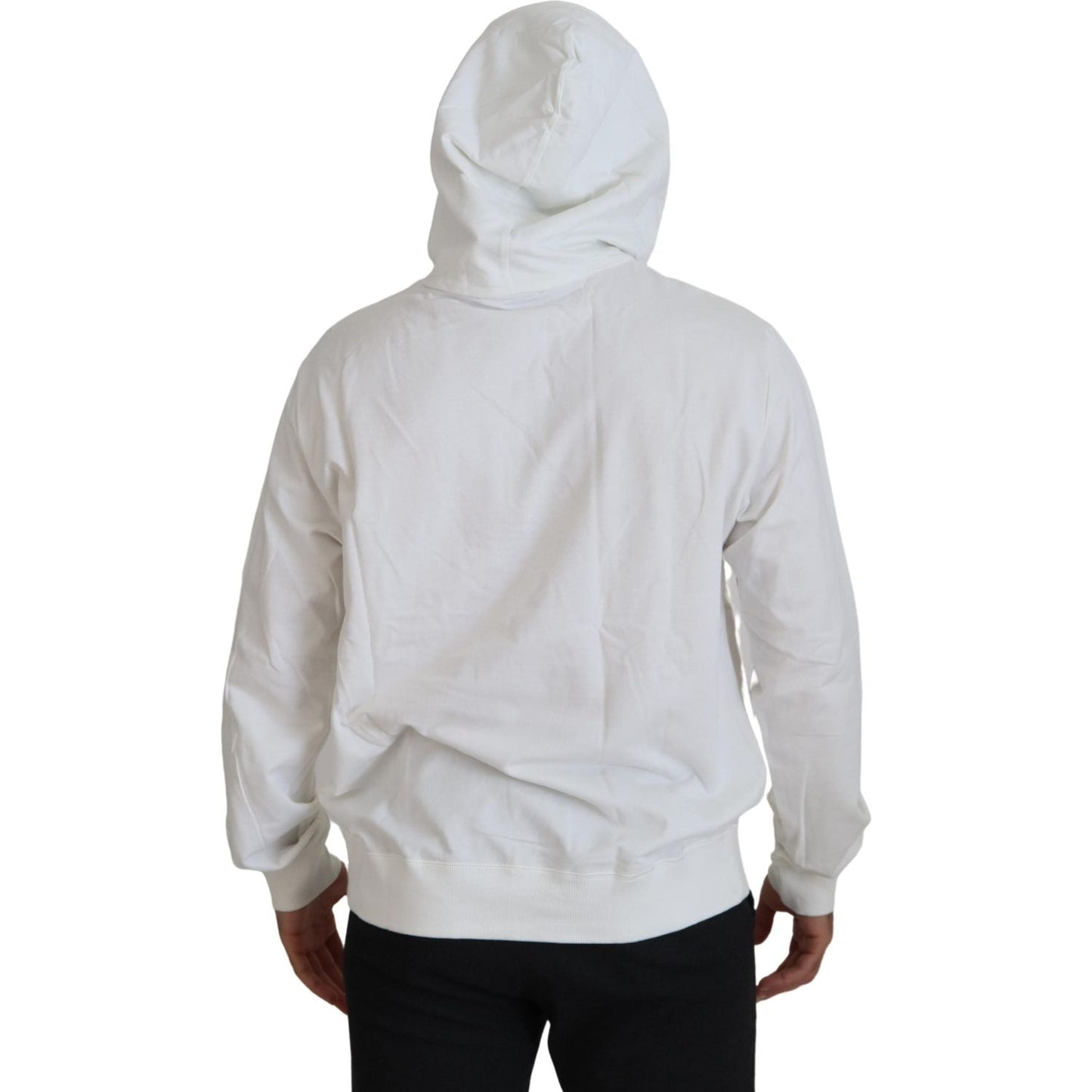 Dolce & Gabbana White Cotton Hooded Sweatshirt Sweater
