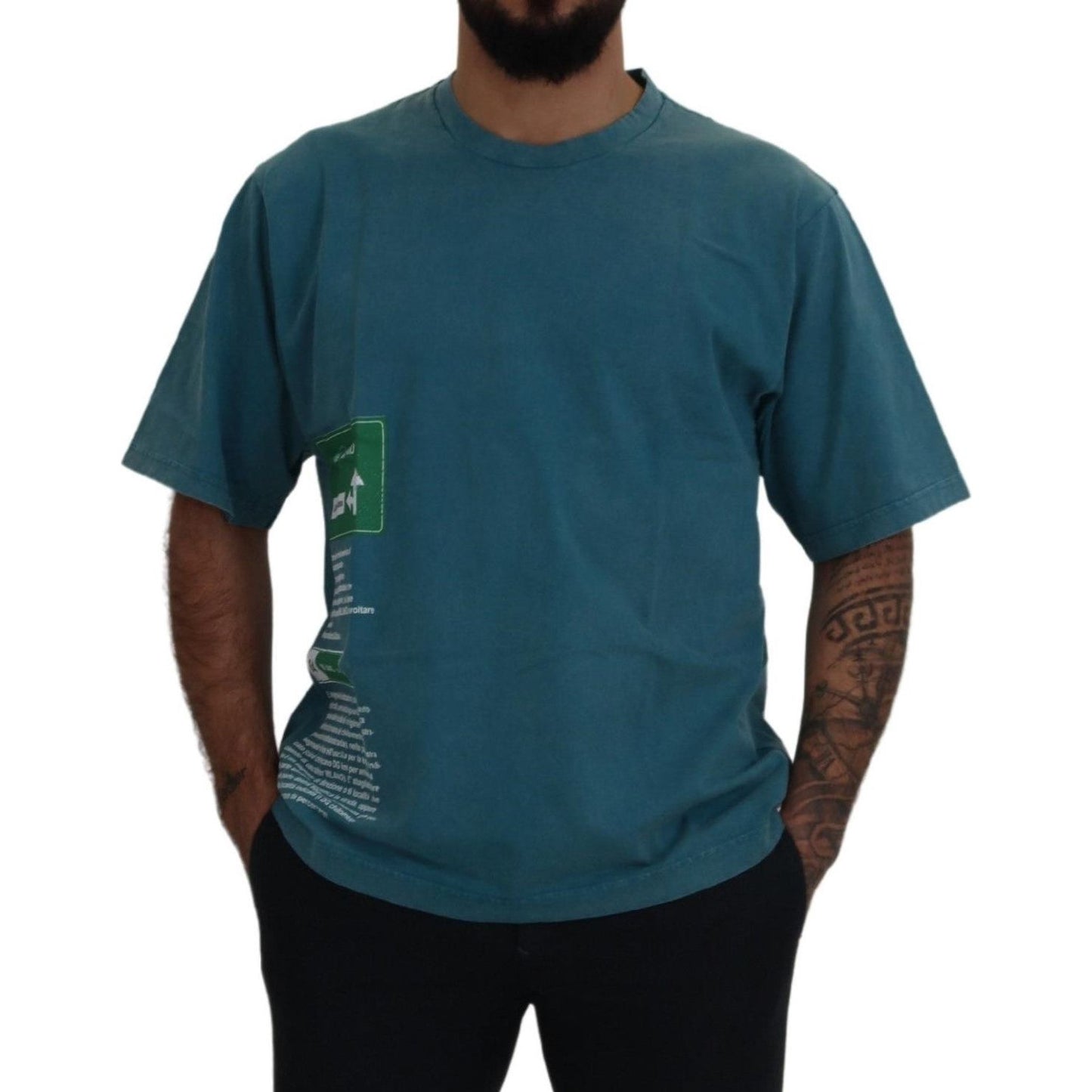 Dolce & Gabbana Blue Logo Print Crewneck Cotton T-shirt TSH83080 - 52